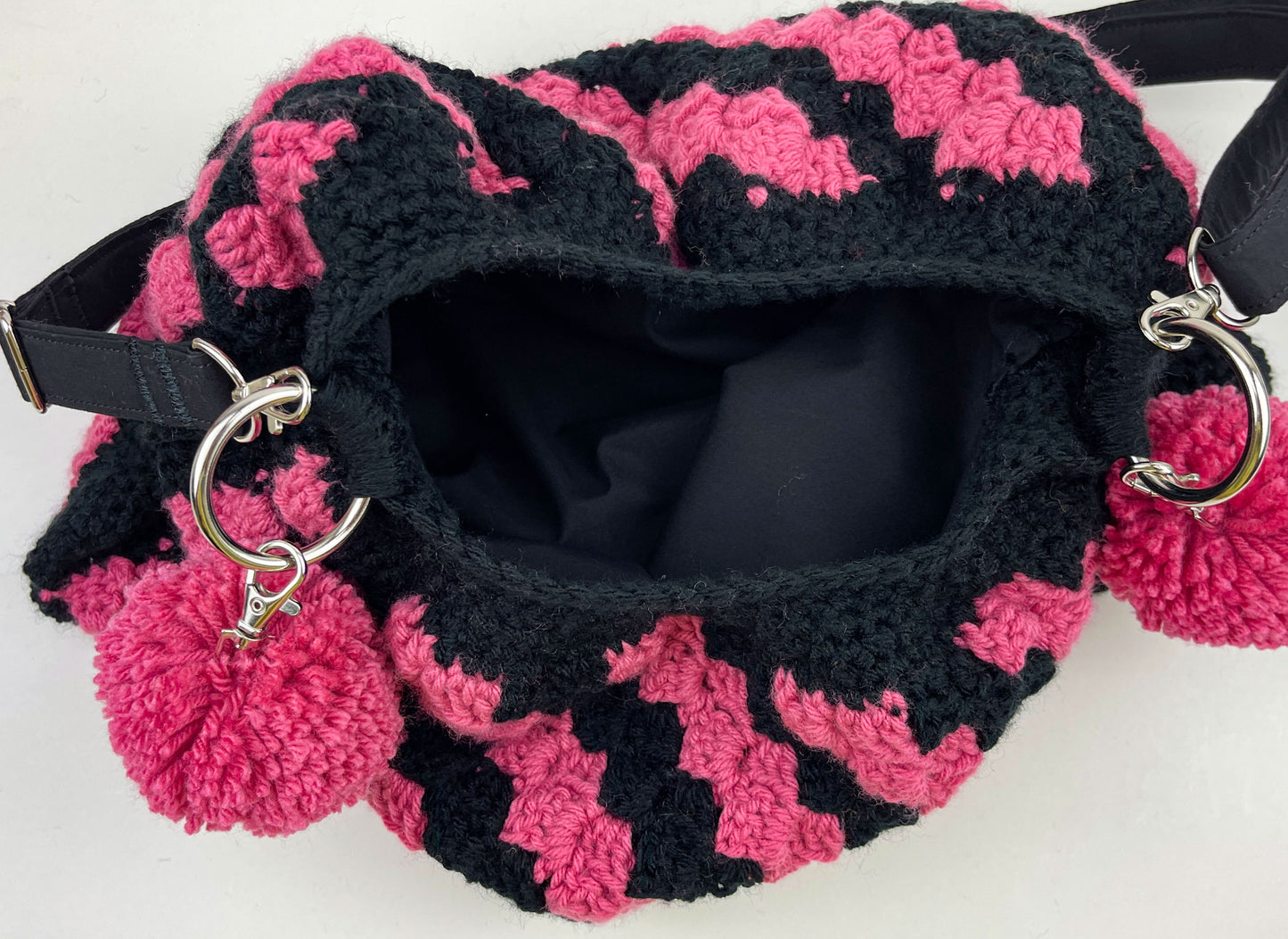 Berry & Black Crochet Cross Body Shoulder Bag
