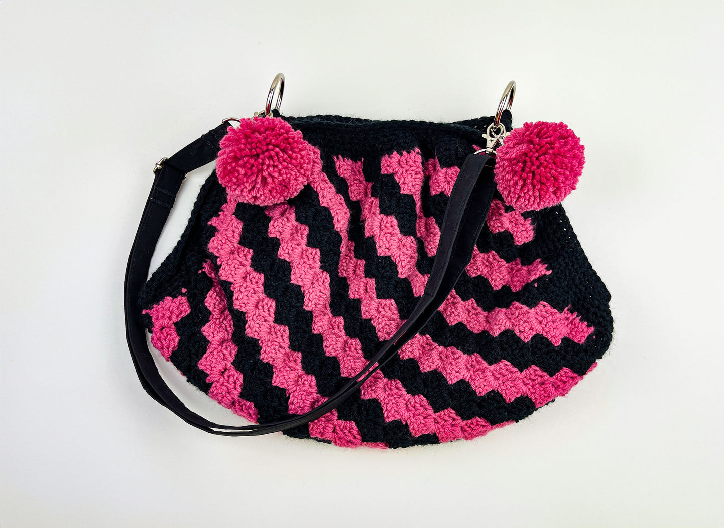 Berry & Black Crochet Cross Body Shoulder Bag