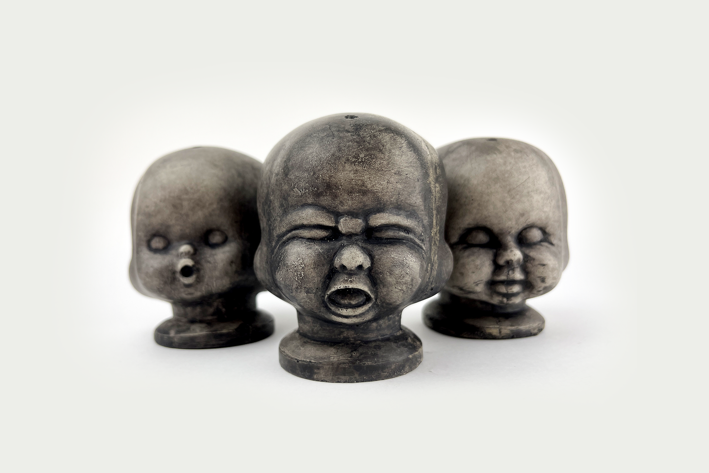 Creepy 3 Faced Doll Head Incense Burner