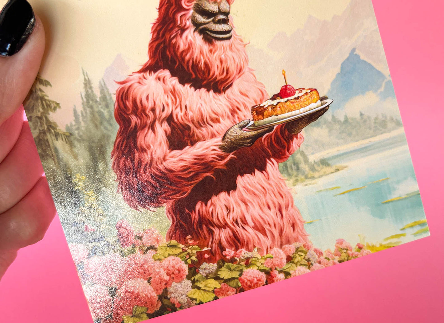 Big Foot Birthday Greeting Card - Cryptozoology Art