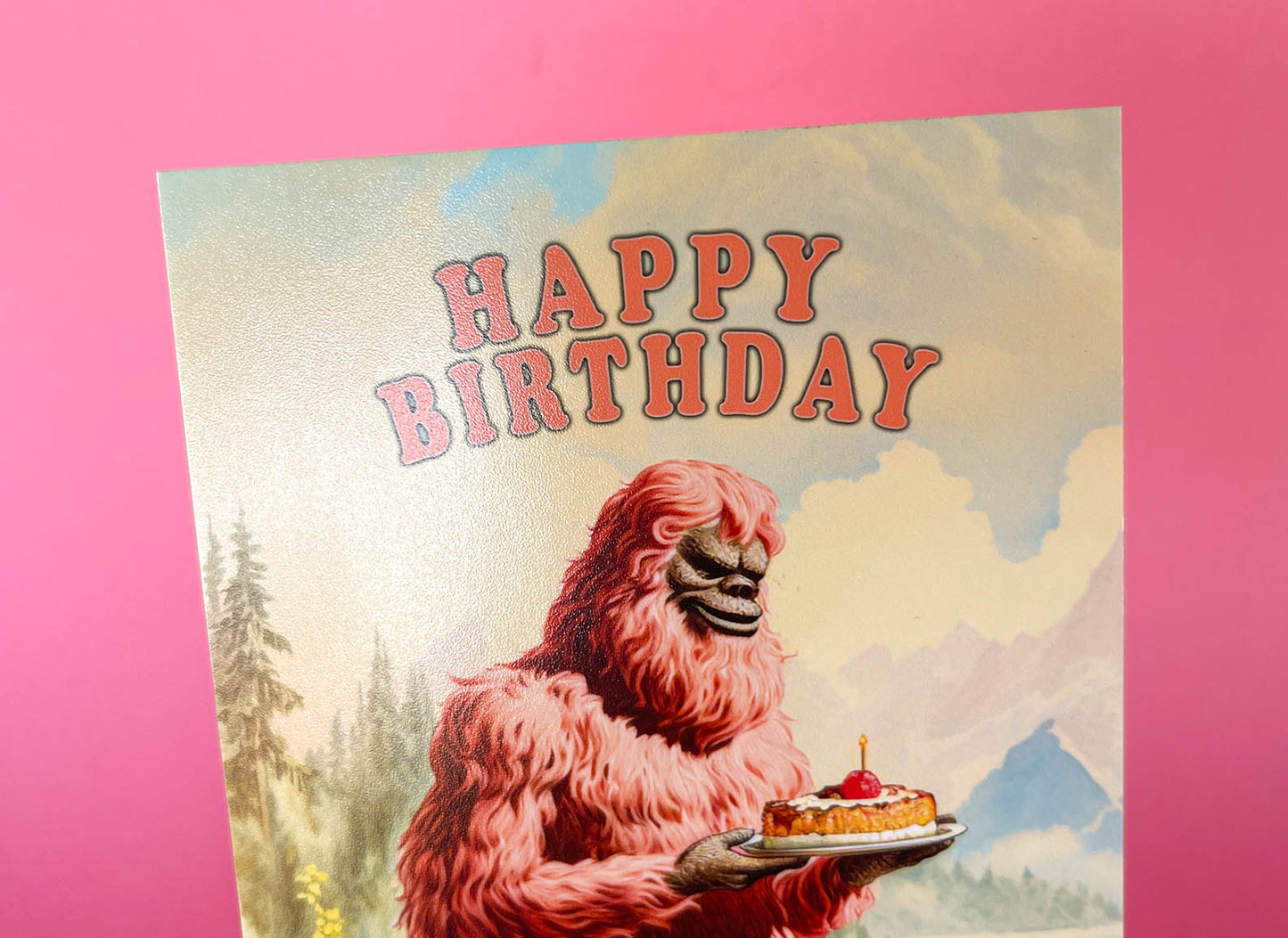 Big Foot Birthday Greeting Card - Cryptozoology Art