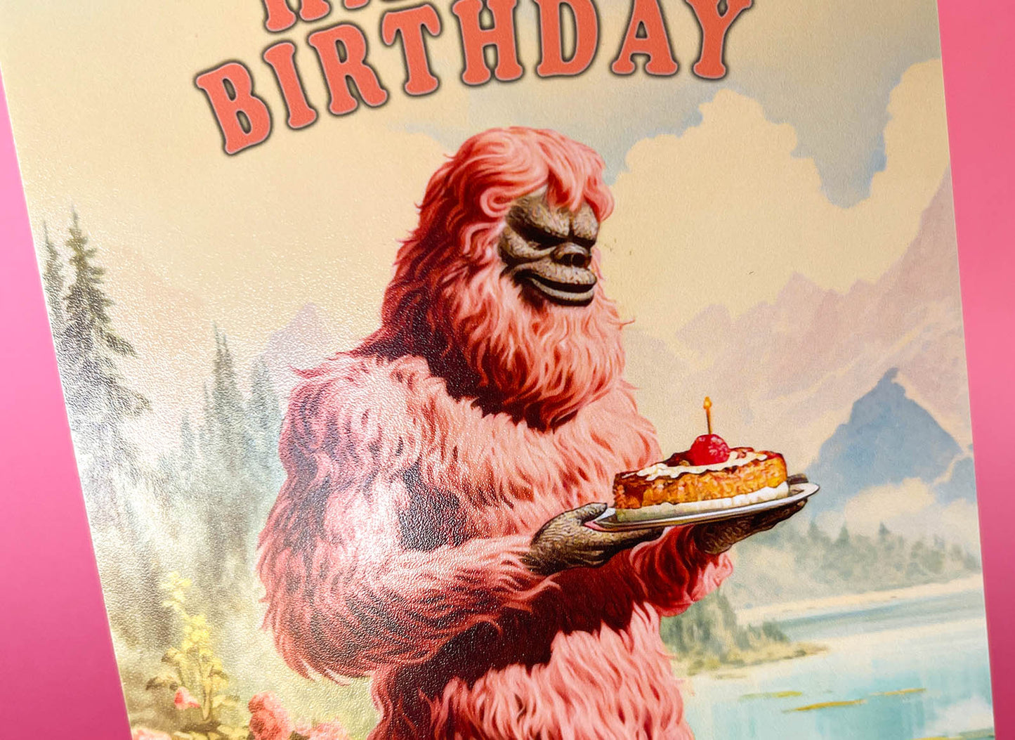 Big Foot Birthday Greeting Card - Cryptozoology Art