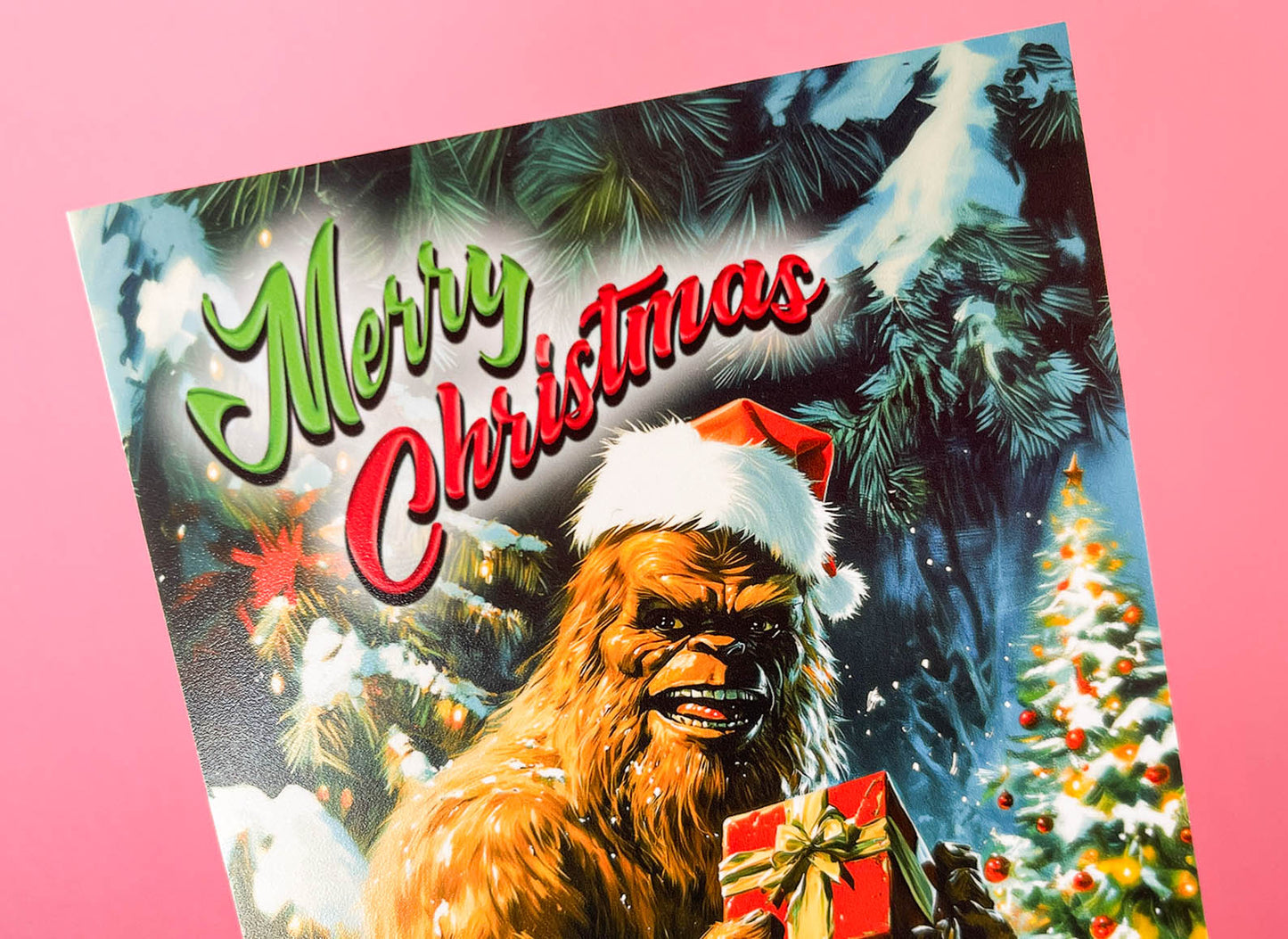 Big Foot Christmas Card - Cryptozoology Holiday Greeting Cards, Funny Cryptid Art, Gift for Cryptozoologist, Weird Stuff, Cryptids