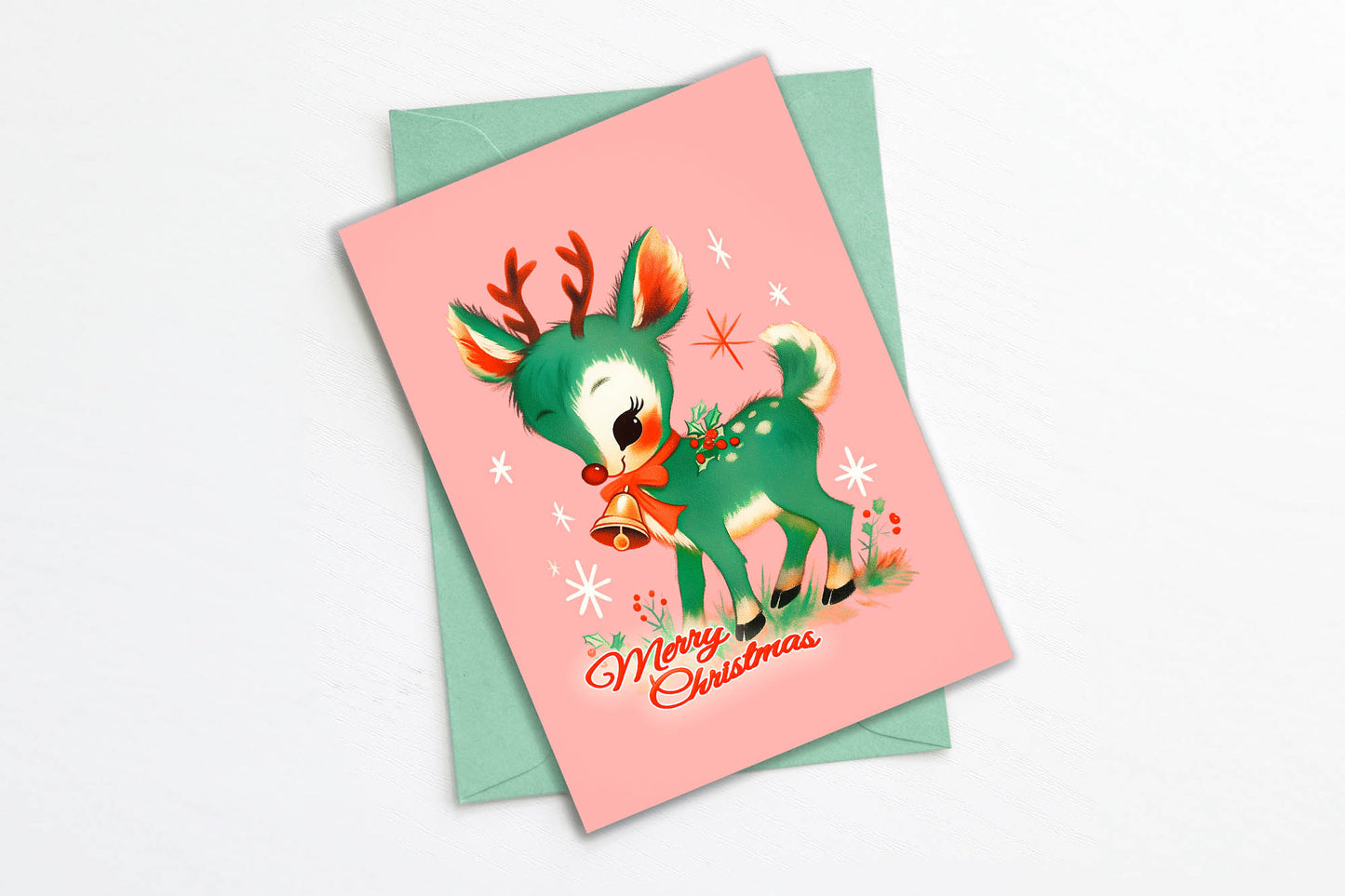 Kitschy Reindeer Christmas Card