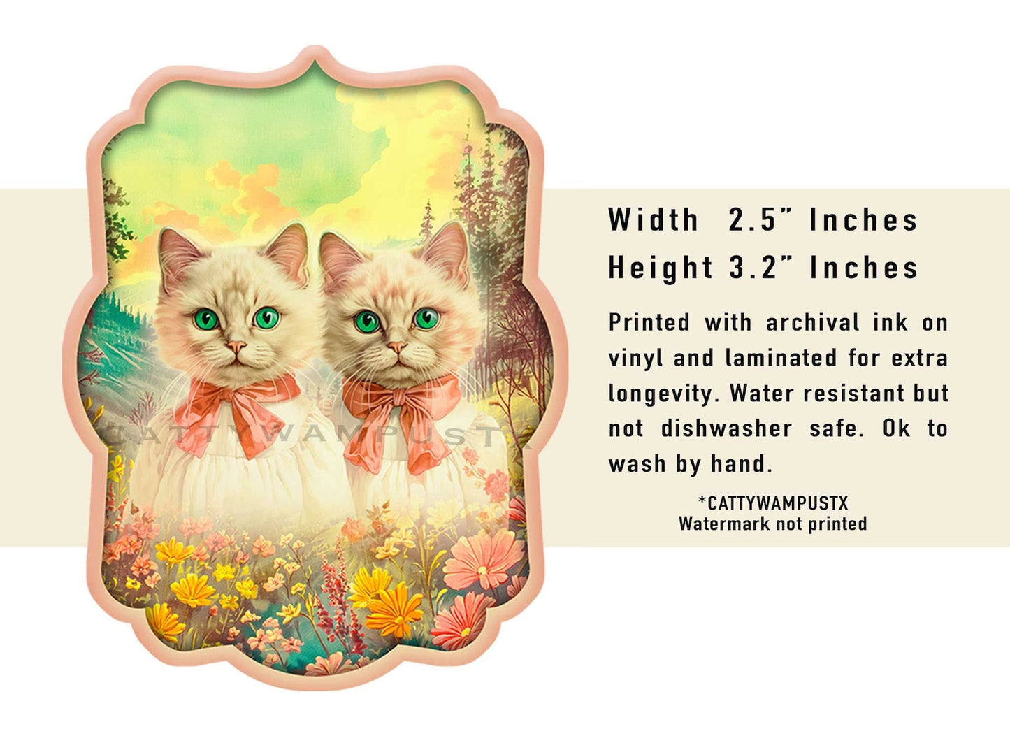 Whimsical White Cats Sticker