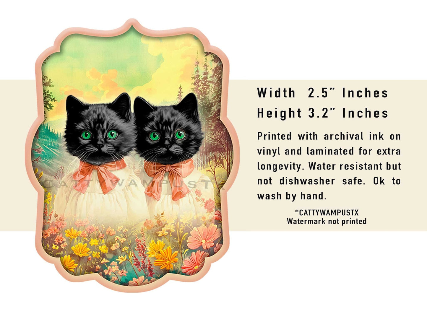 Whimsical Black Cats Sticker