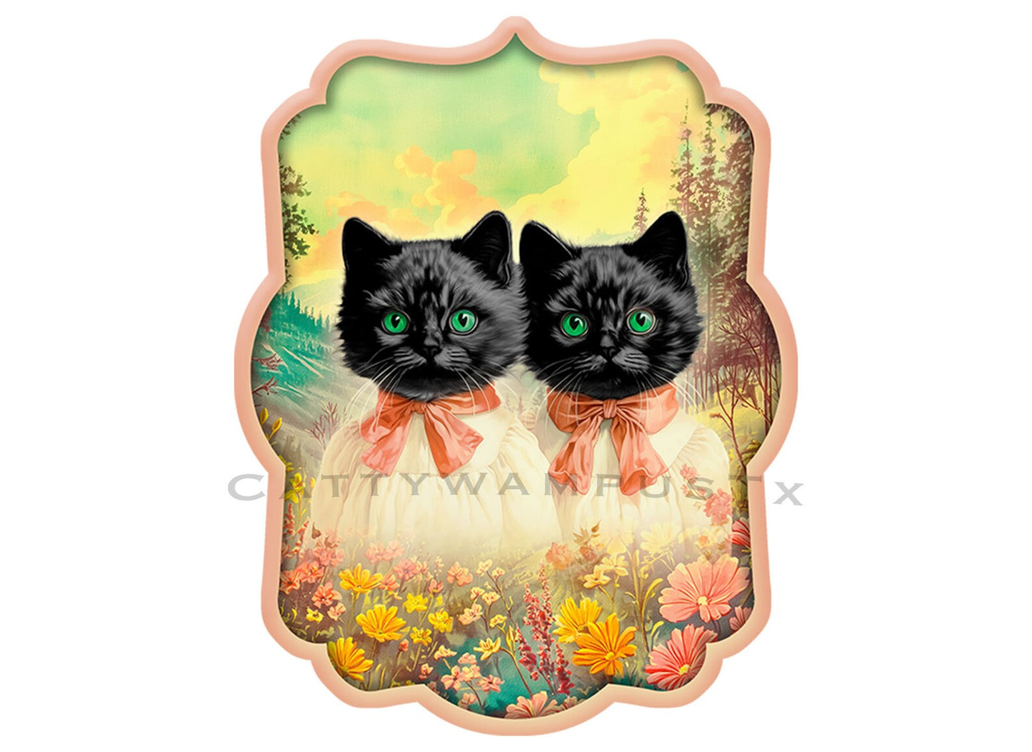 Whimsical Black Cats Sticker