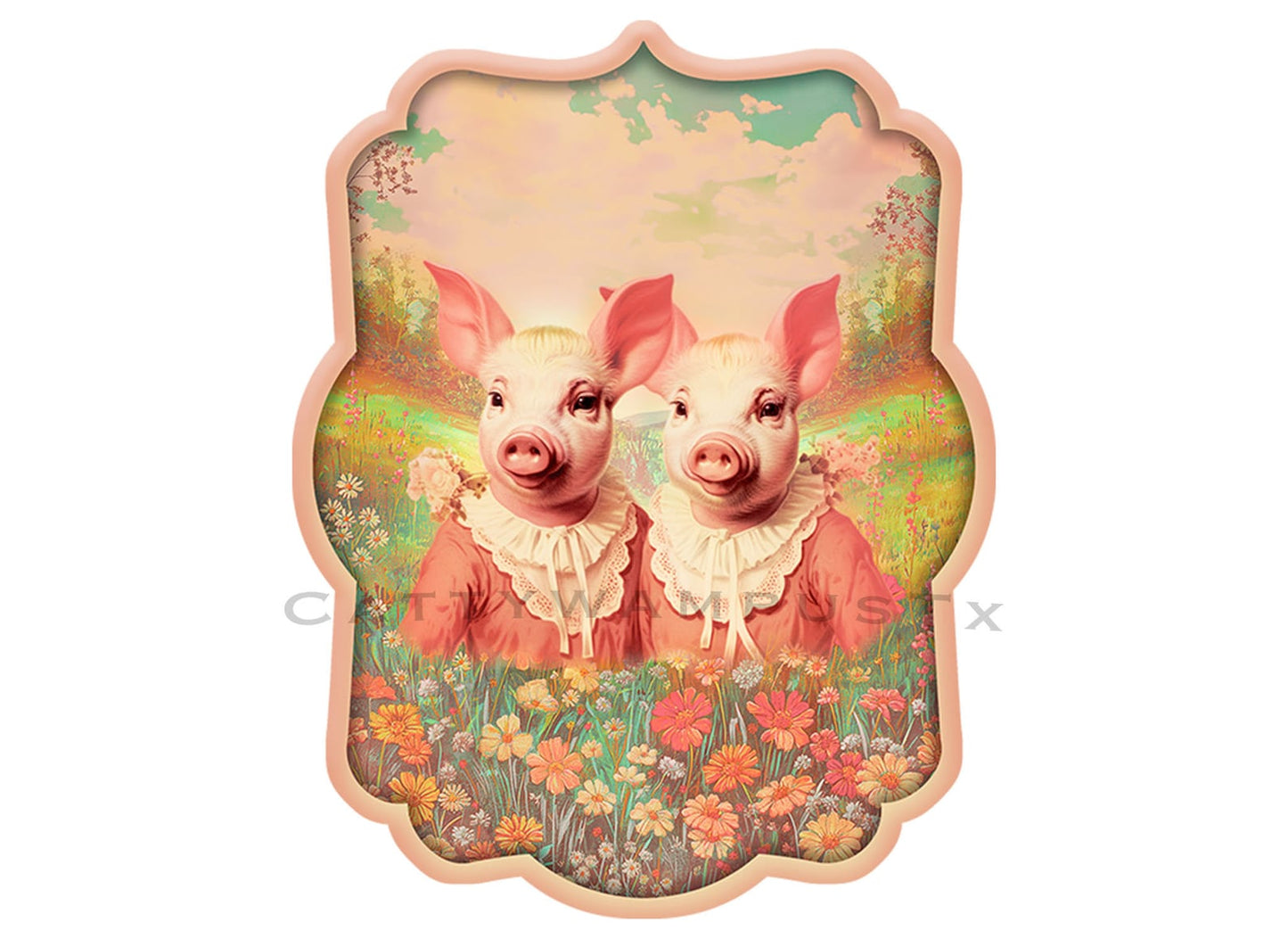 Whimsical Pigs Sticker