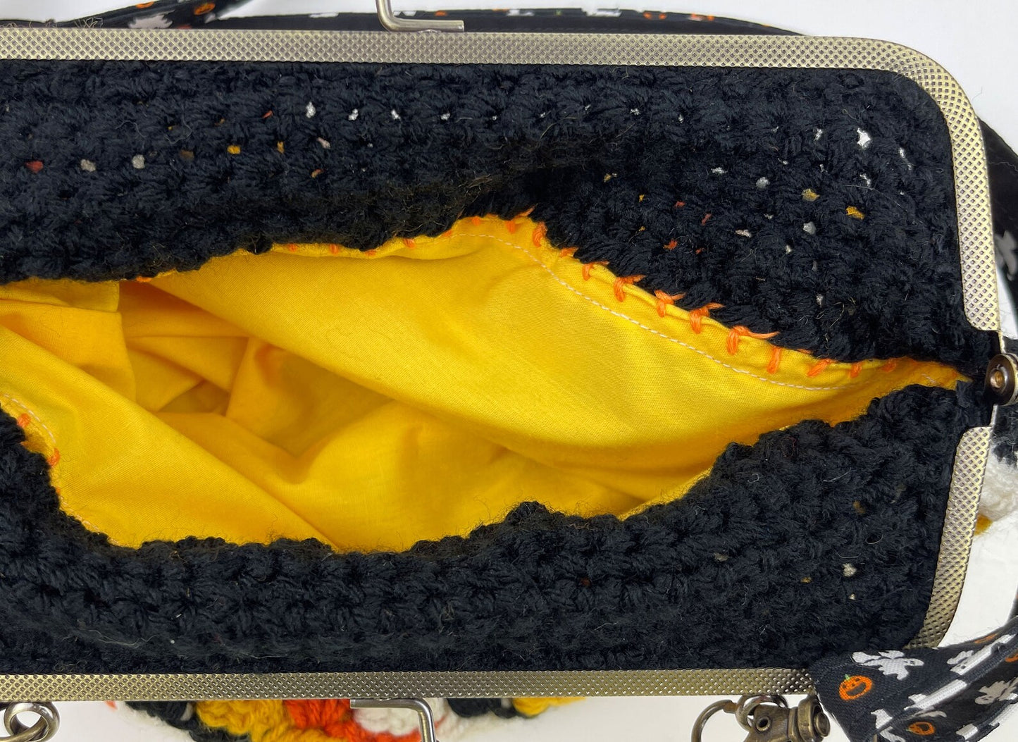 Crochet Cross Body Kiss Lock Purse with Adjustable Strap