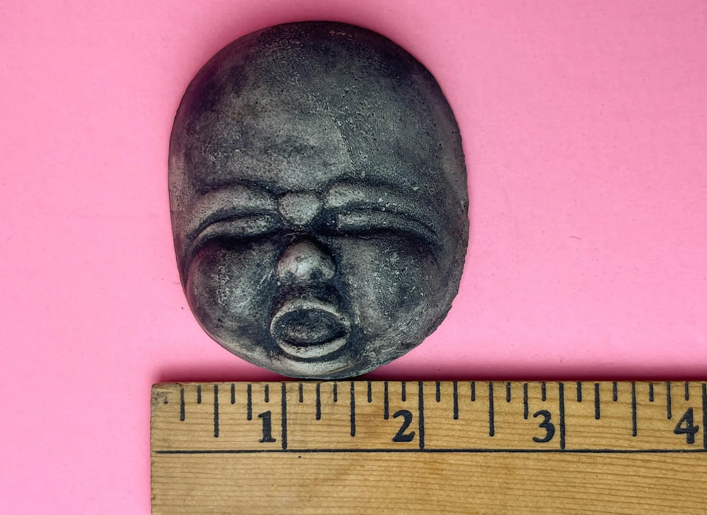 Set of 3 Cement Creepy Baby Doll Head Faces