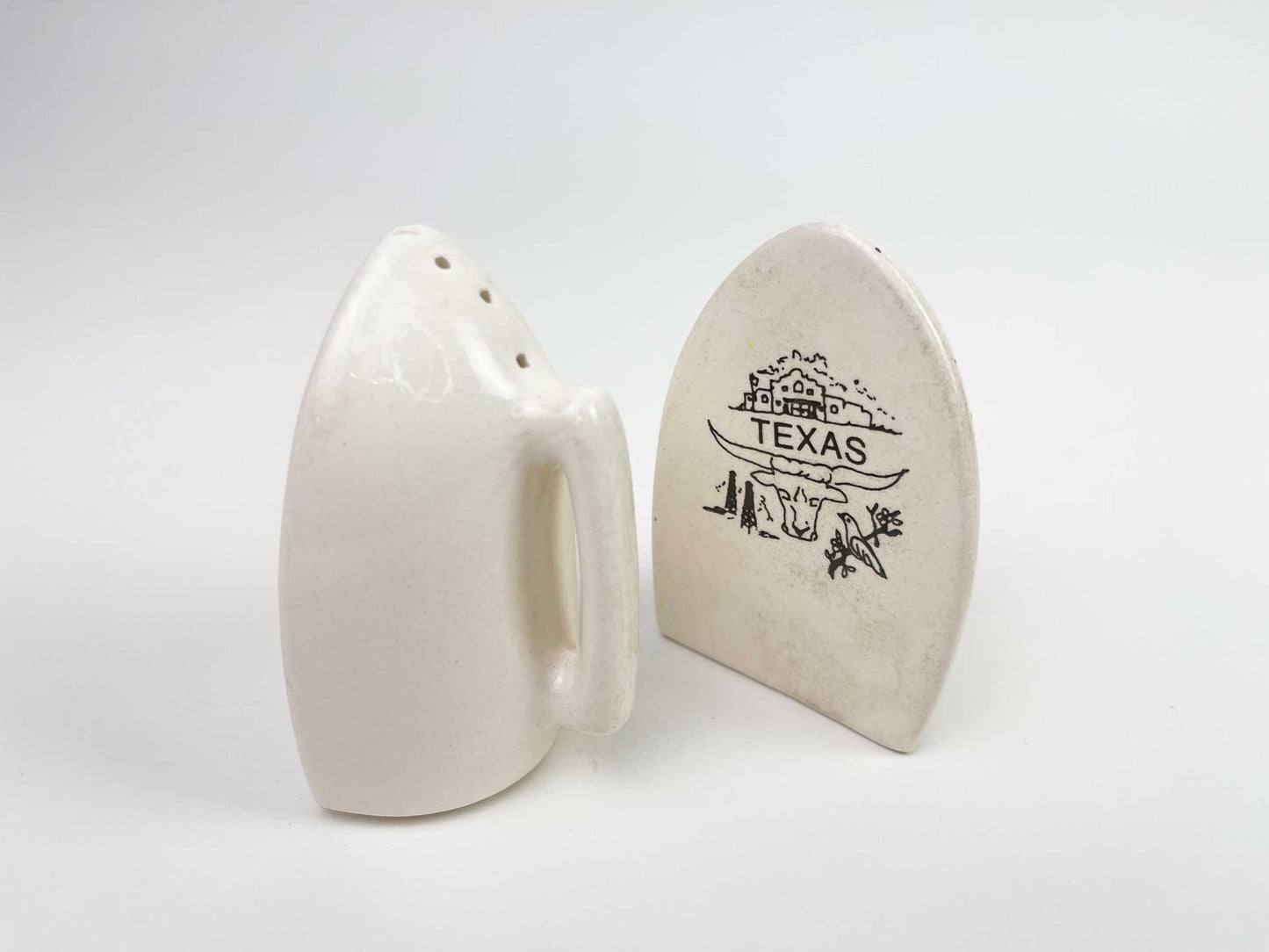 Vintage Texas Iron Alamo Ceramic Salt Pepper Shakers