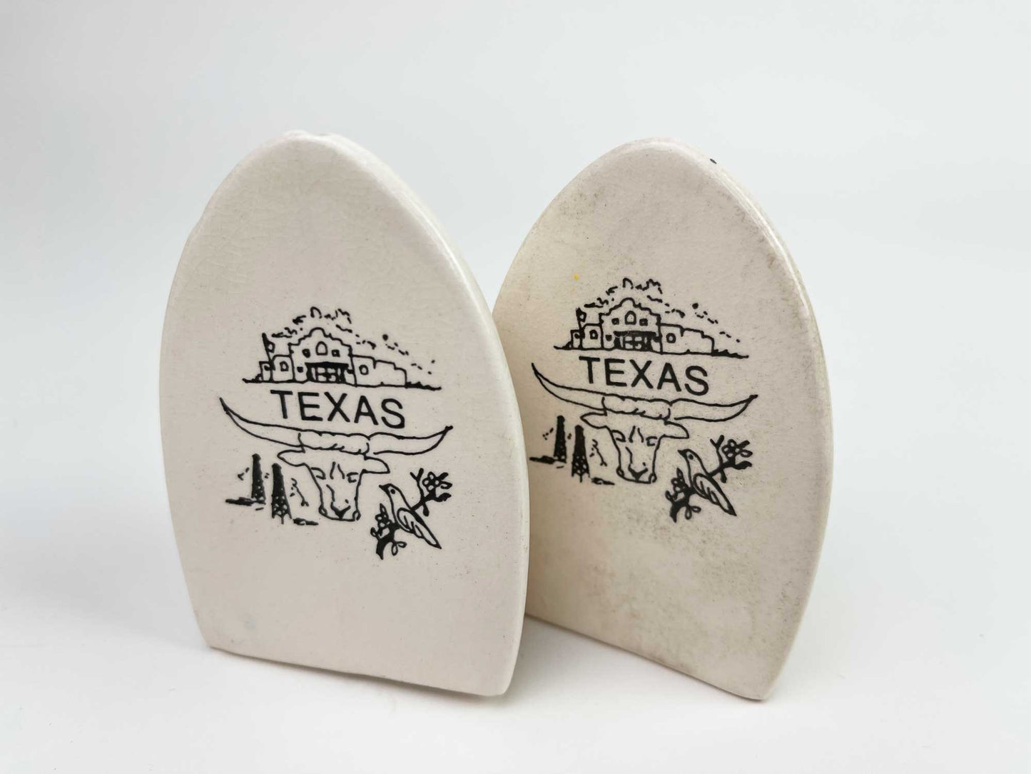 Vintage Texas Iron Alamo Ceramic Salt Pepper Shakers