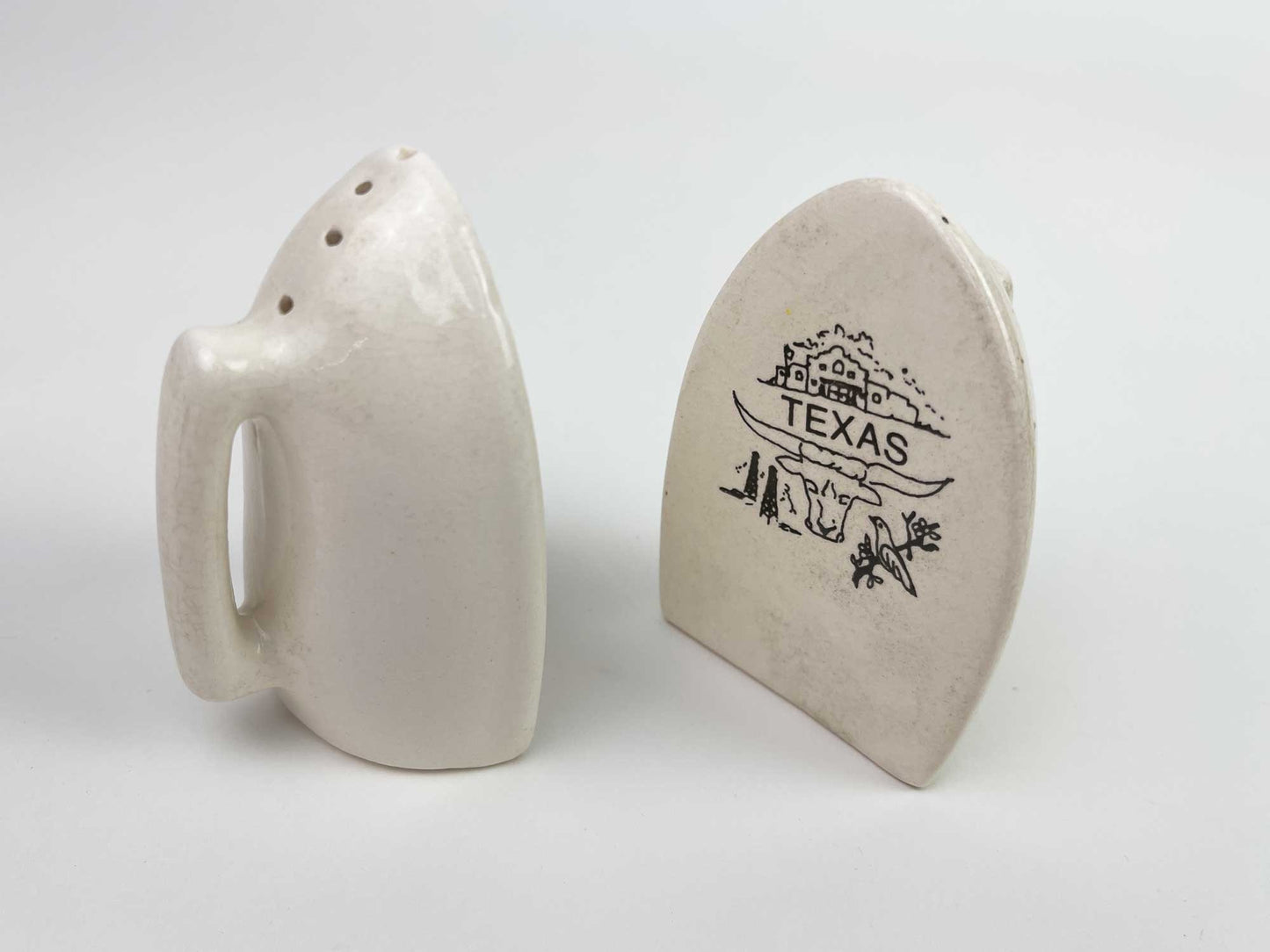 Vintage Texas Iron Alamo Ceramic Salt Pepper Shakers