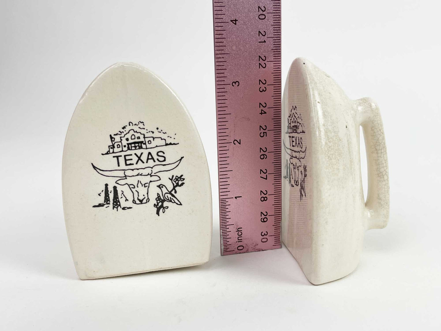 Vintage Texas Iron Alamo Ceramic Salt Pepper Shakers