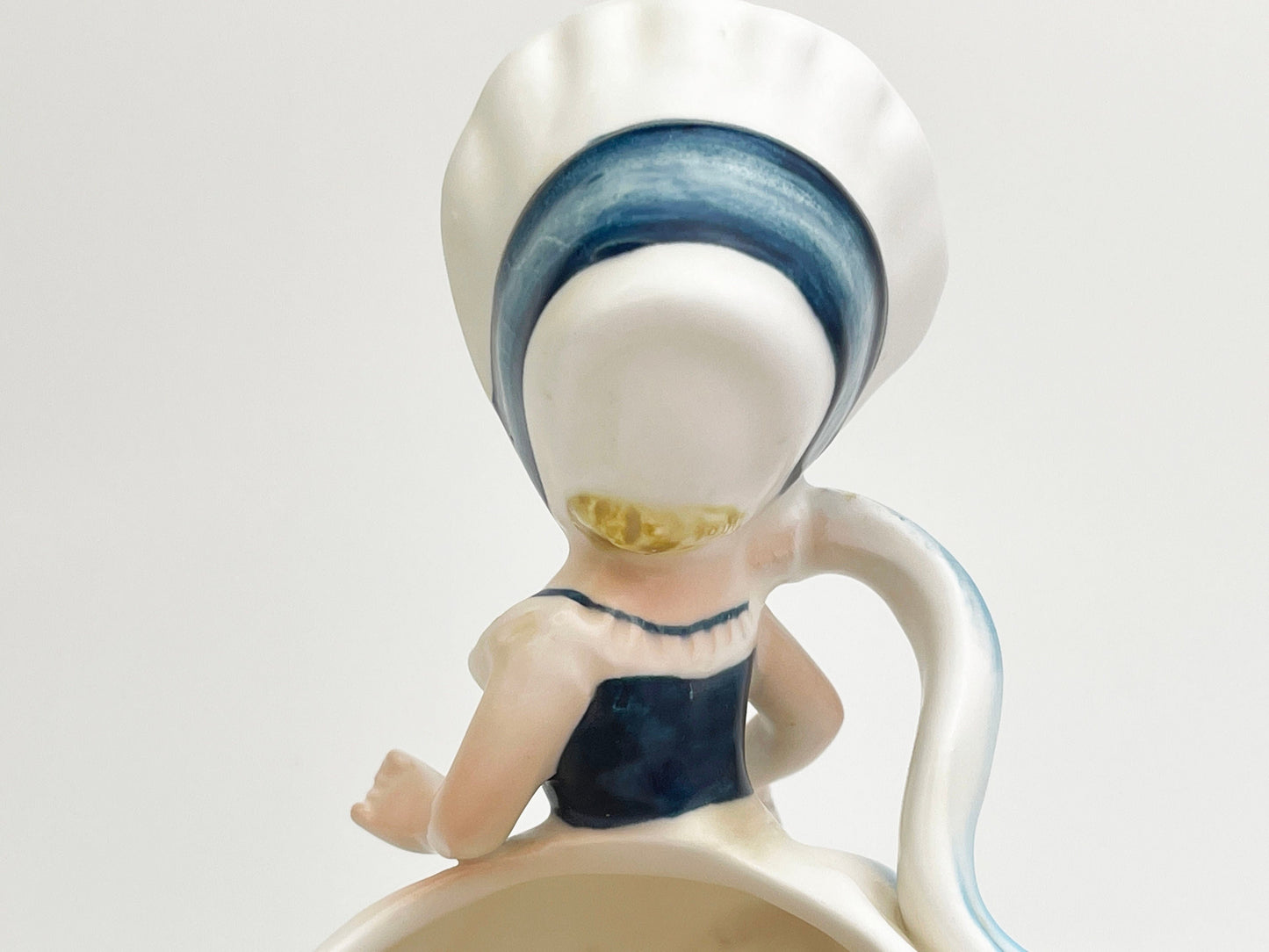 Vintage Planter | Southern Bell - Girl In Bonnet Wearing Blue Dress Ceramic Figurine | Planters Sculpture, Japan | Napco, Kitschy Flower Pot