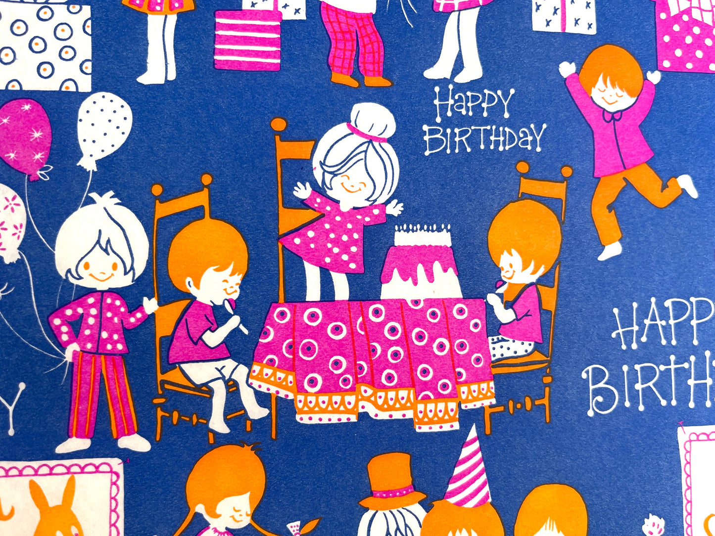 Vintage Wrapping Paper | Happy Birthday, Retro | 18 x 28 Sheets Cut from the Roll / Individual or Whole Pieces | Vintage Scrap Booking Paper