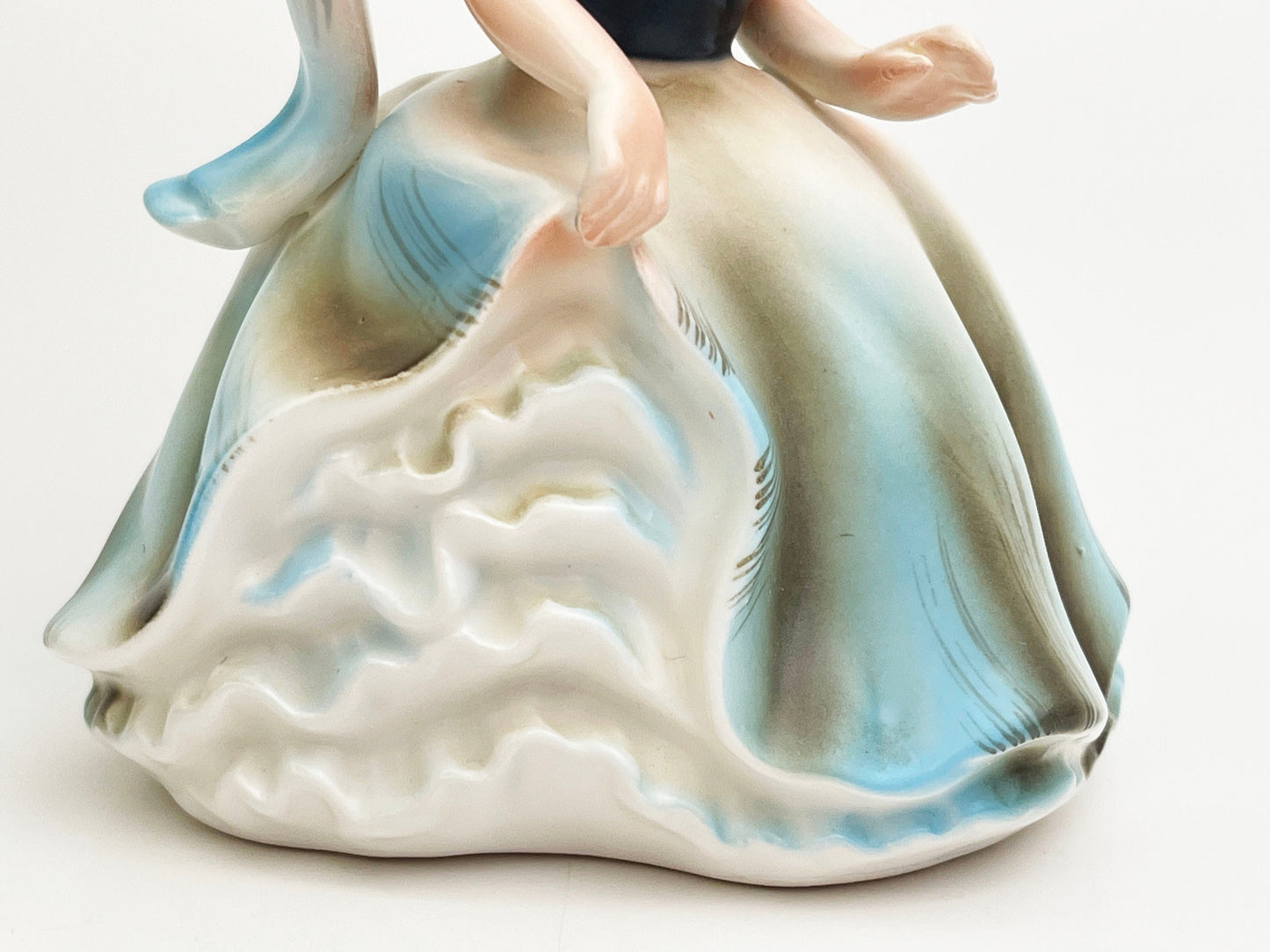 Vintage Planter | Southern Bell - Girl In Bonnet Wearing Blue Dress Ceramic Figurine | Planters Sculpture, Japan | Napco, Kitschy Flower Pot