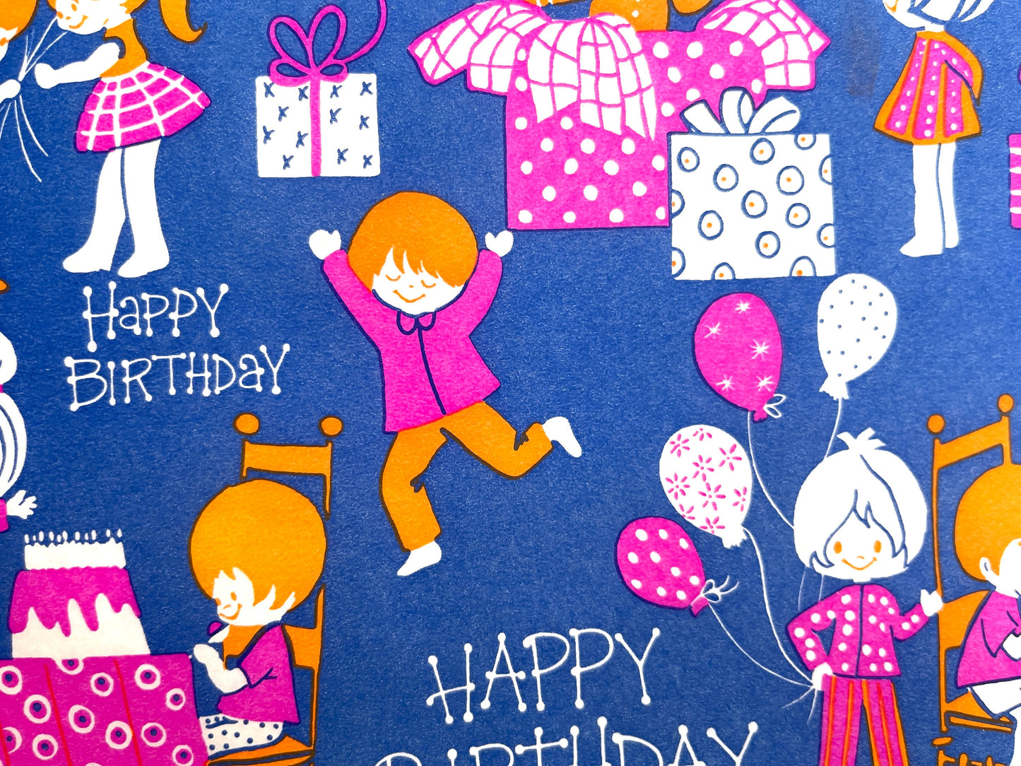Vintage Wrapping Paper | Happy Birthday, Retro | 18 x 28 Sheets Cut from the Roll / Individual or Whole Pieces | Vintage Scrap Booking Paper