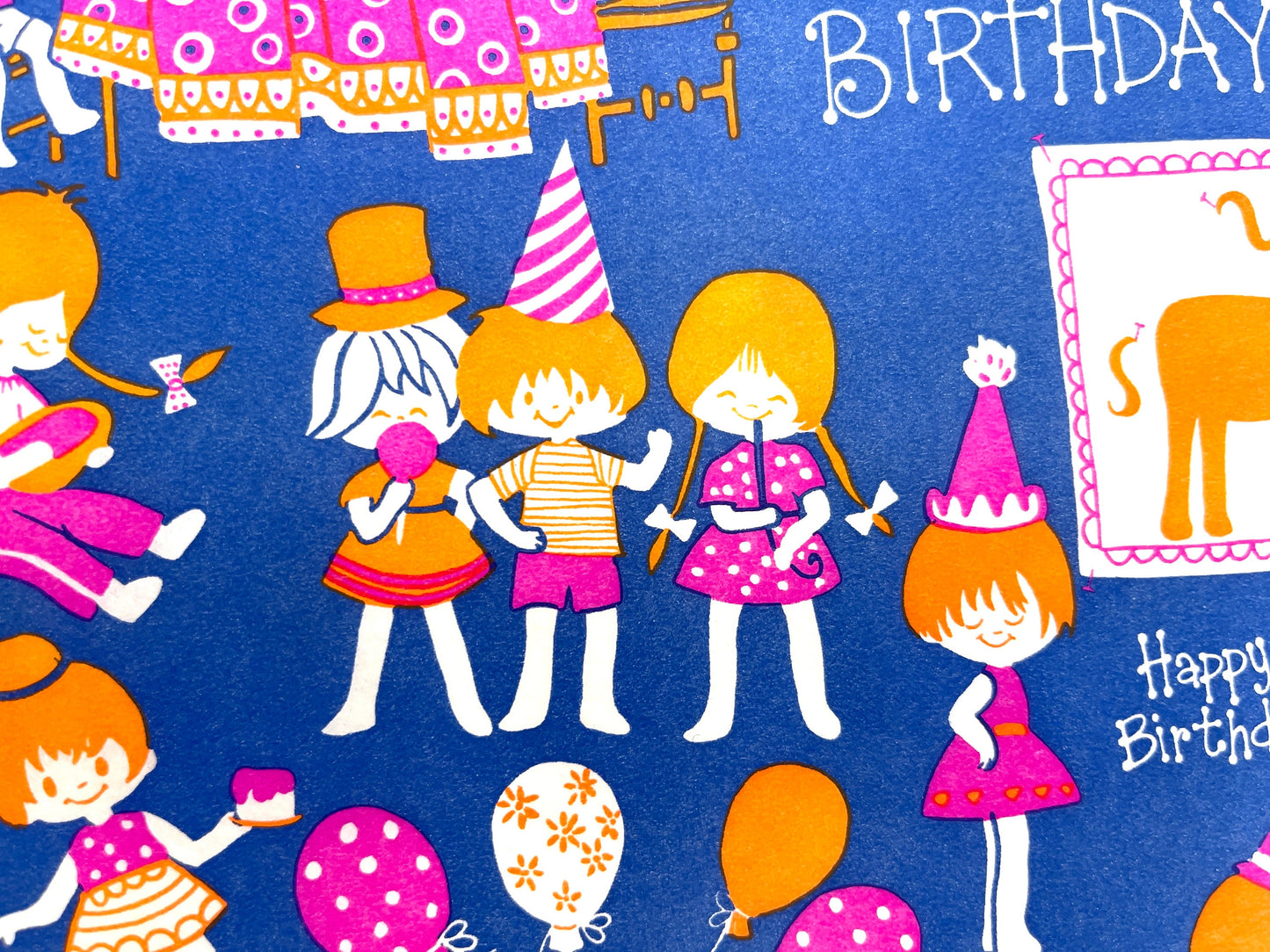 Vintage Wrapping Paper | Happy Birthday, Retro | 18 x 28 Sheets Cut from the Roll / Individual or Whole Pieces | Vintage Scrap Booking Paper