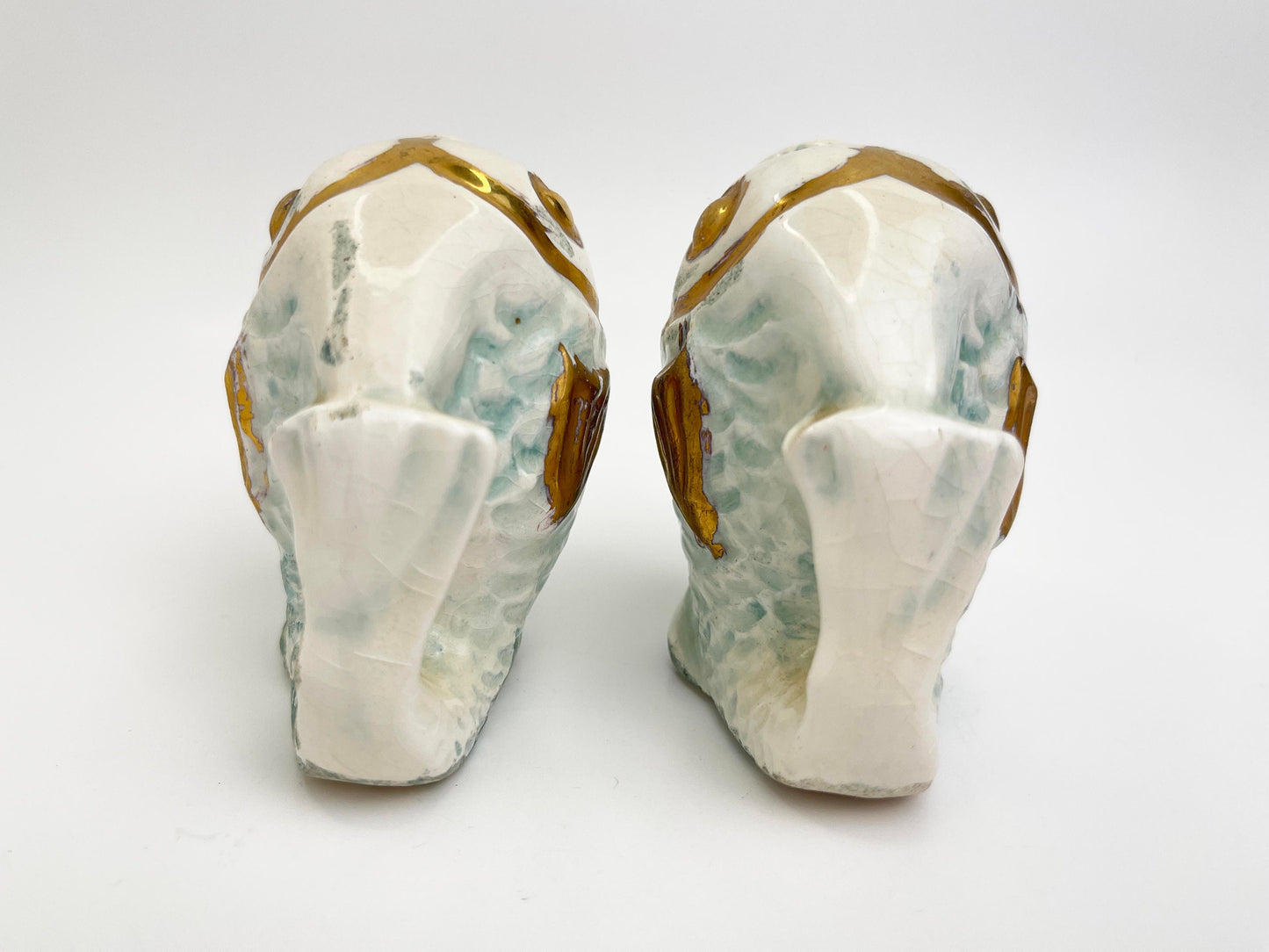 Vintage Fish Salt and Pepper Shakers | Mid Century | Hand Painted Ceramic | Gold, Blue, Beige