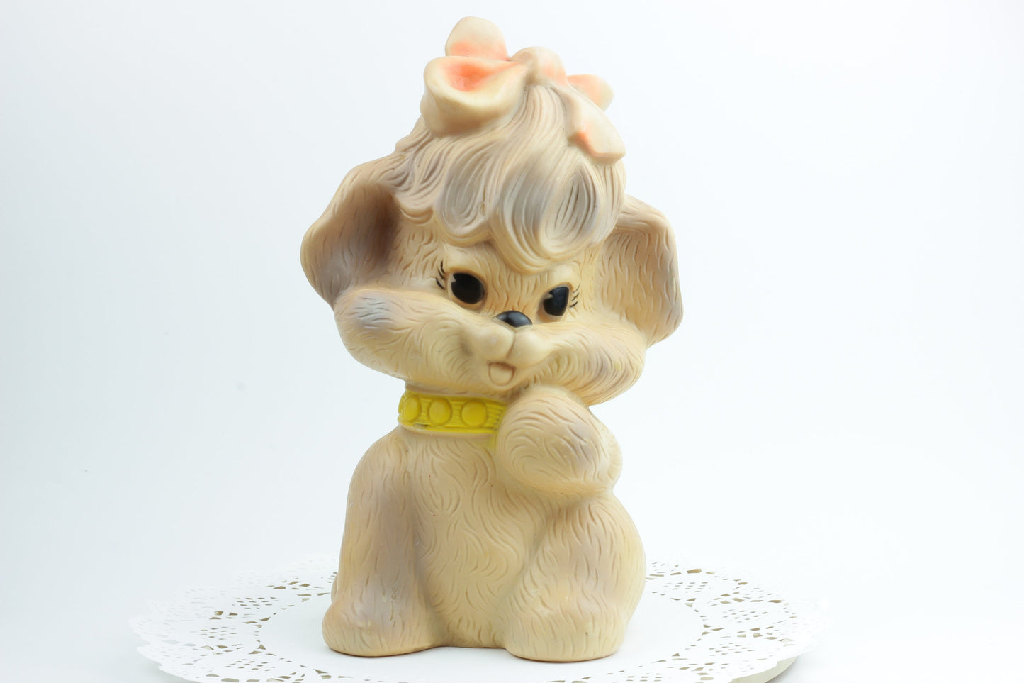Vintage Anthropomorphic Kitschy Puppy Russ Berrie Hard Rubber Coin Bank