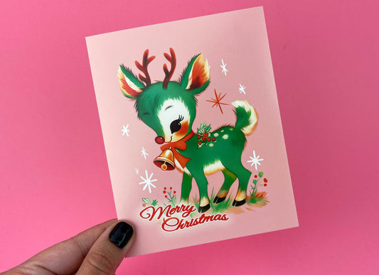 Kitschy Reindeer Christmas Card