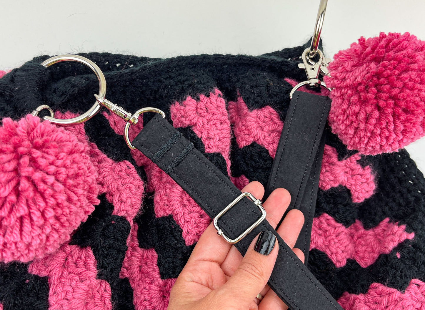 Berry & Black Crochet Cross Body Shoulder Bag