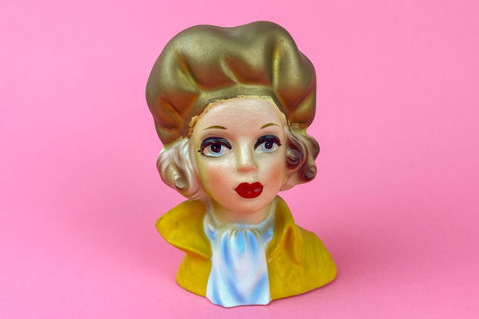 Vintage Lady Head Vase Planter, Mid Century Decor - Royal Crown Hand Painted Ceramic 3666 Made in Japan, 1960's