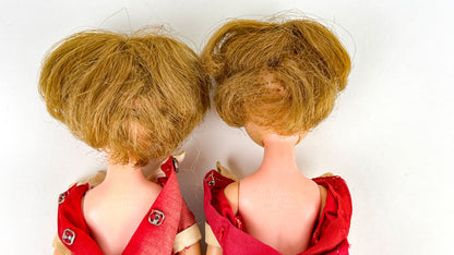 Vintage Penny Brite 8.5” Dolls Original Dress 1960s Set of 2 Deluxe Reading Dolls Patent Pending Corp