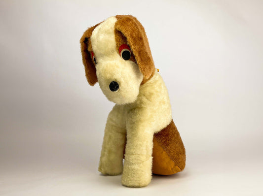 Vintage Carnival Price Plush Dog Stuffed Sad Face Puppy, Superior toy and novelty inc, Stands on its Own with Big Ears, Felted Eye.
