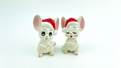 4 Vintage Lefton Mice Christmas Carolers Kitschy Figurines