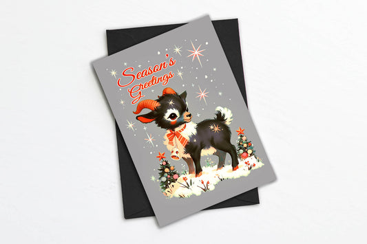 Little Goat Witchy Goth Christmas Card