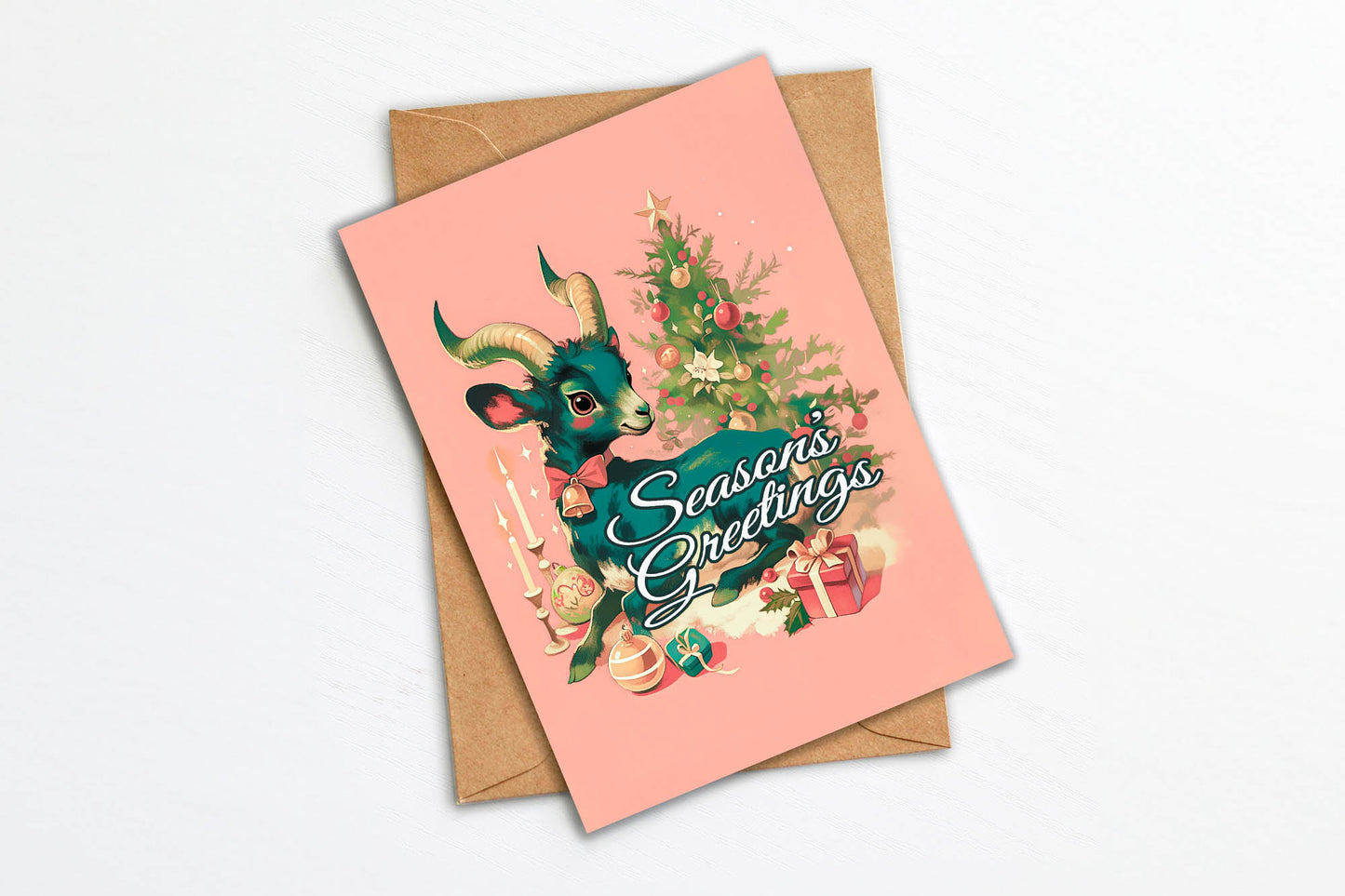 Witchy Christmas Card - Anthropomorphic Goat