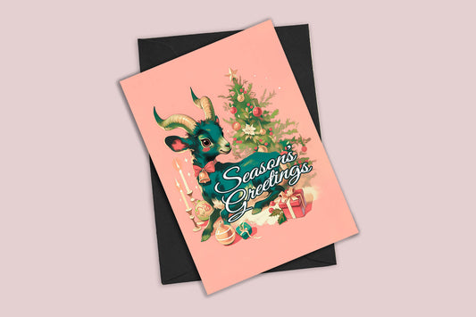 Witchy Christmas Card - Anthropomorphic Goat