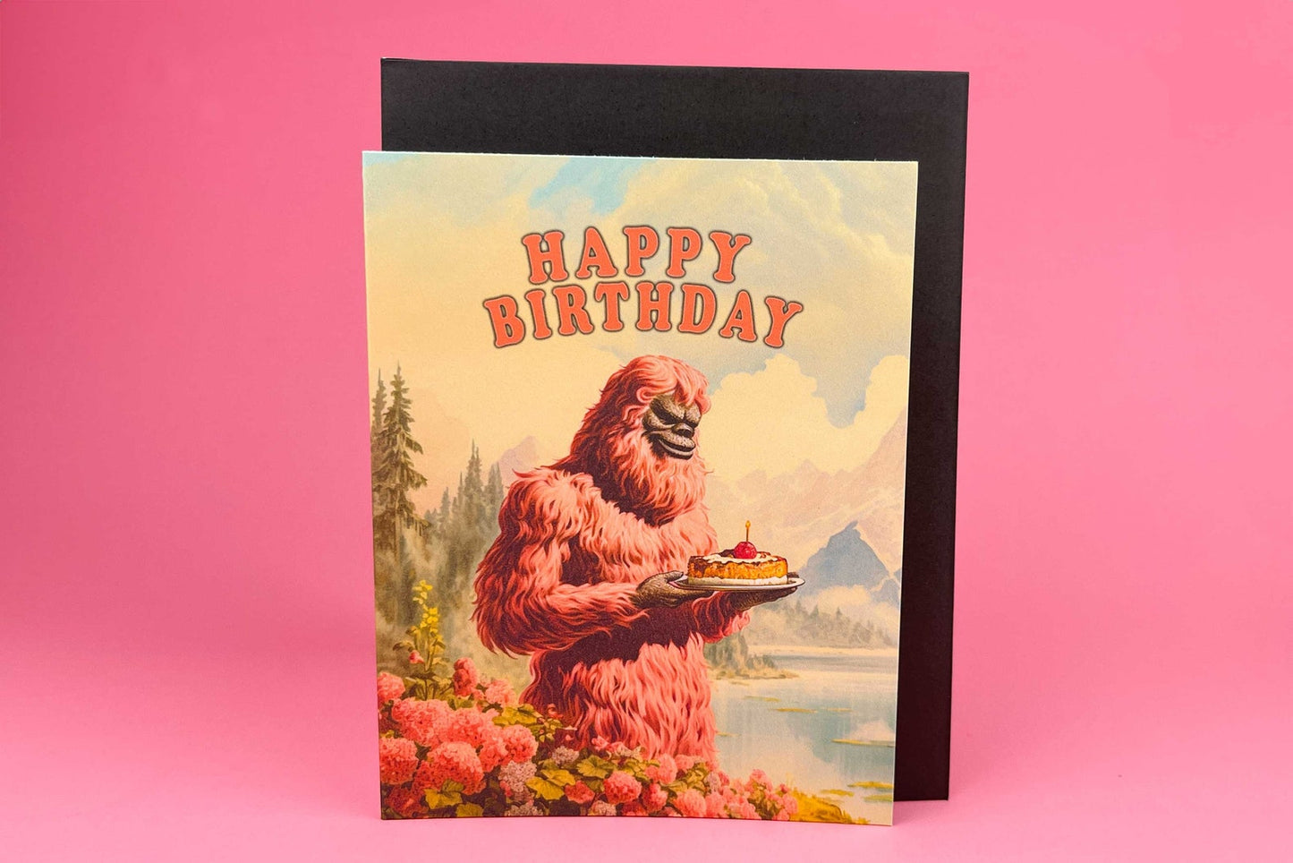 Big Foot Birthday Greeting Card - Cryptozoology Art