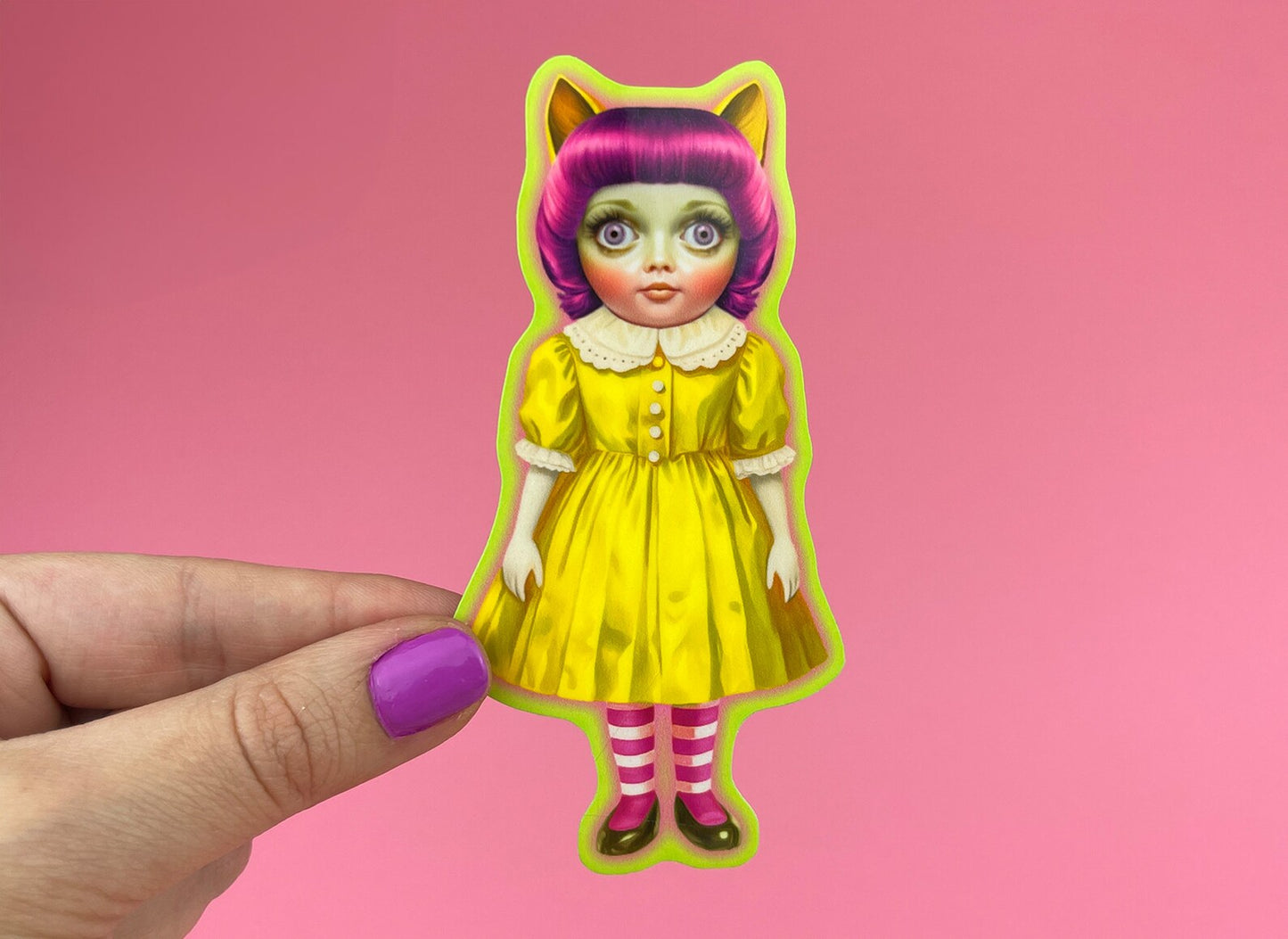 Anthropomorphic Cat Doll Sticker