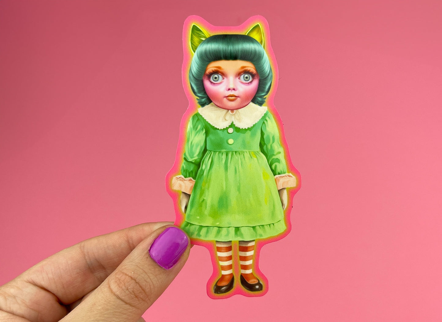 Anthropomorphic Cat Doll Sticker