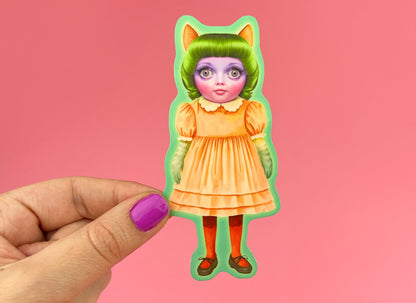 Anthropomorphic Cat Doll Sticker