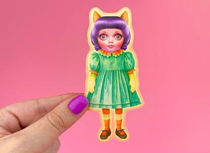 Anthropomorphic Cat Doll Sticker