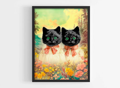 Anthropomorphic Black Cats Fine Art Print