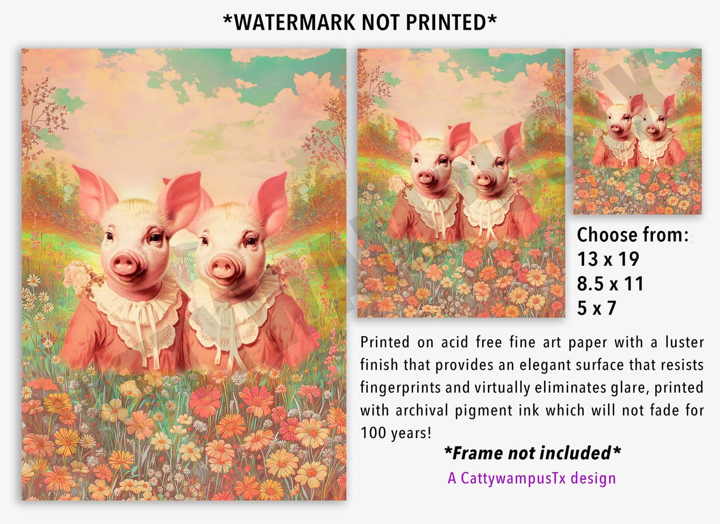 Anthropomorphic Pigs Fine Art Print