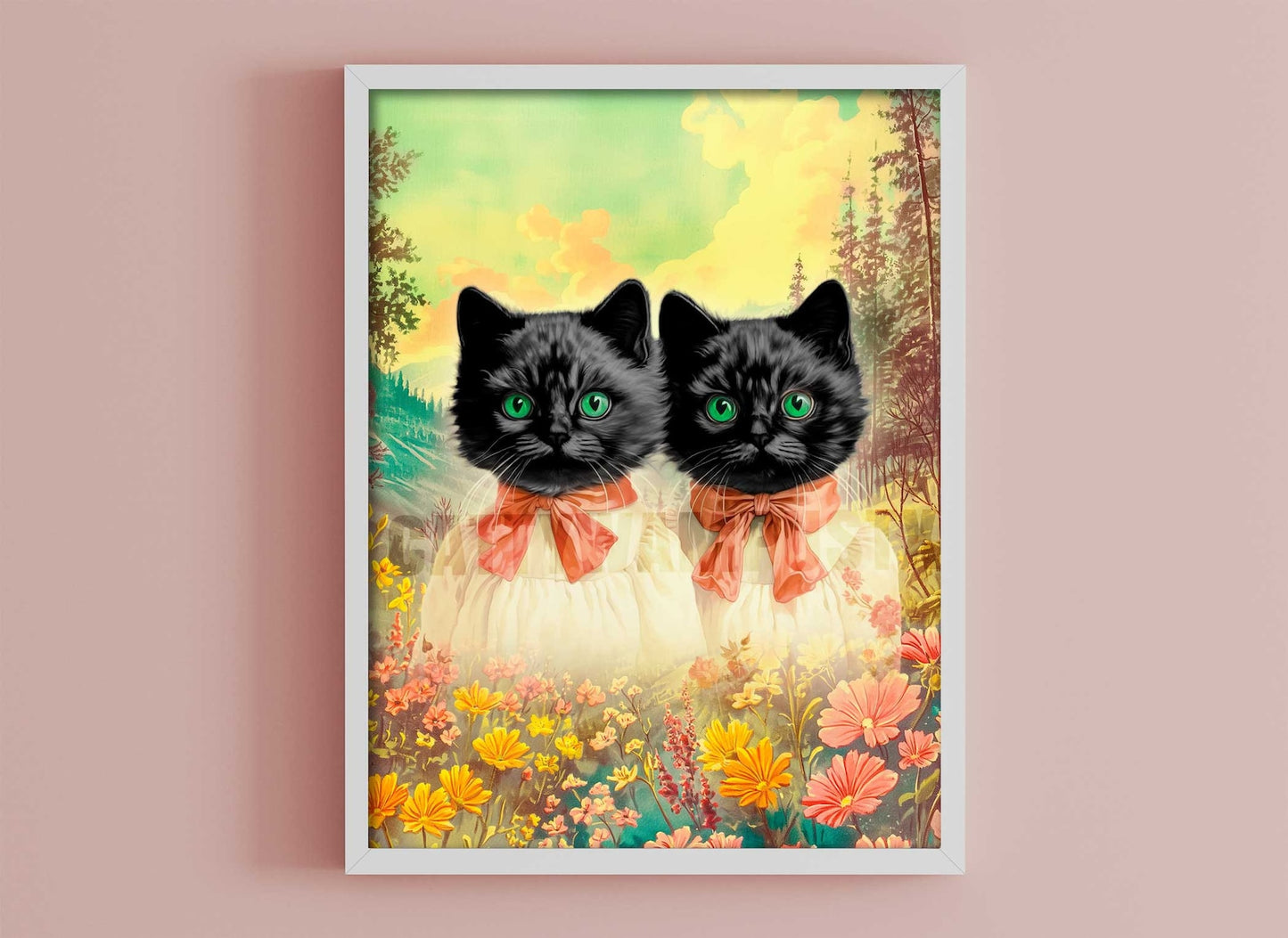 Anthropomorphic Black Cats Fine Art Print