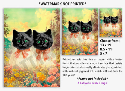 Anthropomorphic Black Cats Fine Art Print