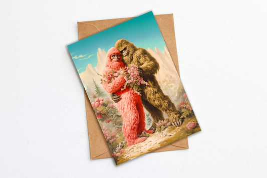 Big Foot Lovers Anniversary Greeting Card - Gift for Husband, Wife, Boyfriend, Girlfriend, Lover