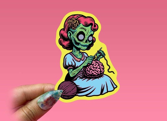 Kitschy Zombie Crocheting Sticker