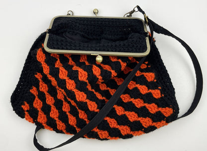 Crochet Cross Body Kiss Lock Purse with Adjustable Strap