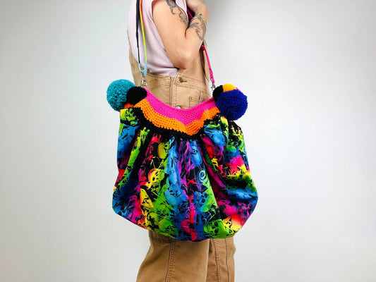 Rainbow Slouchy Handmade Cross Body Shoulder Bag