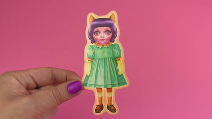 Anthropomorphic Cat Doll Sticker