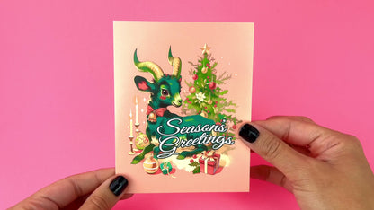 Witchy Christmas Card - Anthropomorphic Goat