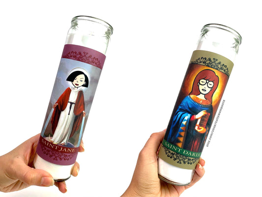 Saint Daria Morgendorffer, Jane Lane |  MTV - 90's nostalgia | Religious Prayer Candles | Pop art | MTV | Sick Sad World